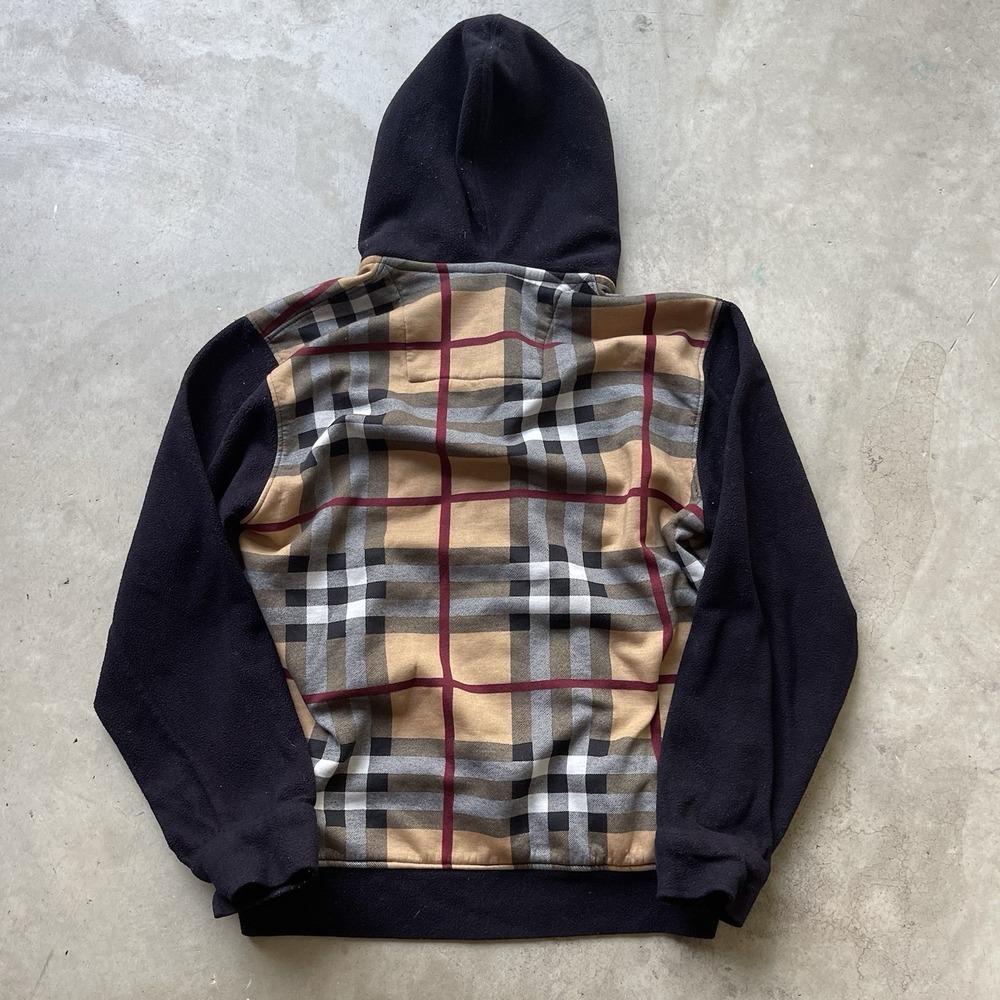 Burberry London Nova Check Hoodie Fleece Button Jacket Size Large Plaid - Picture 6 of 6